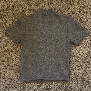 ZARA Gray Short Sleeve Turtleneck Top